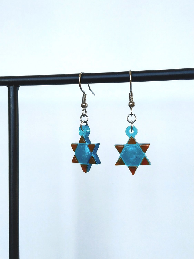 Boucles d'oreilles étoile bleutée