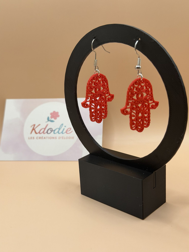 Boucles d'oreilles Géométrique - Main -  Attaches Crochet Inox