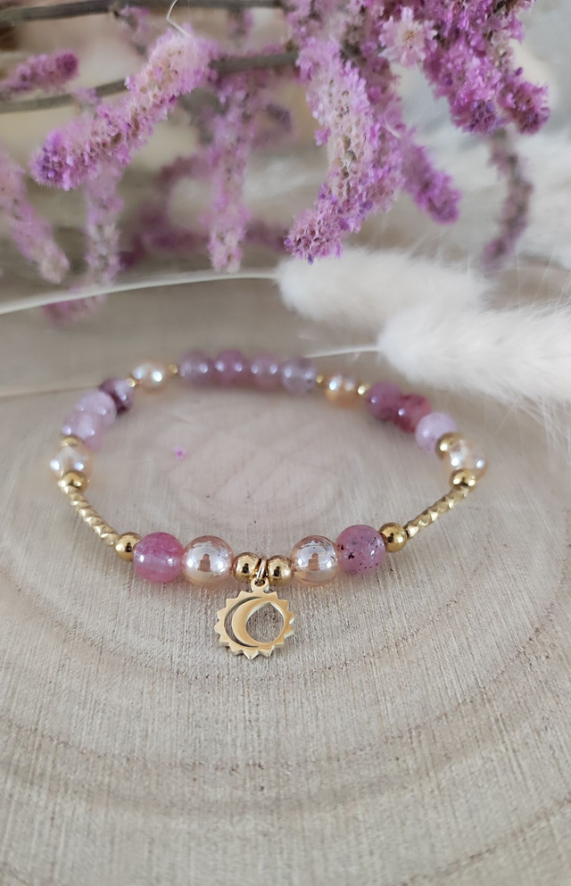 Bracelet "Épanouissement et Joie" Quartz fraise