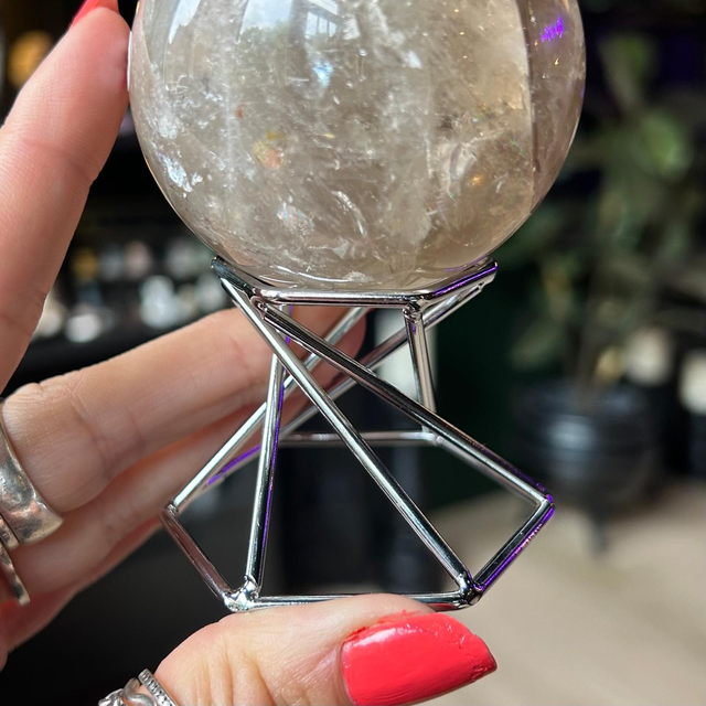 Silver Metal Reversible Sphere Stand