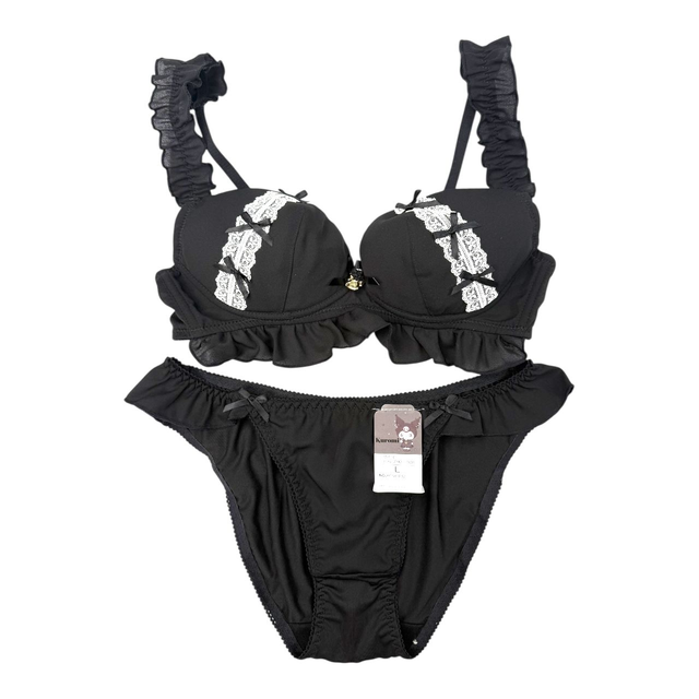 Black kuromi sanrio bra and underwear set 