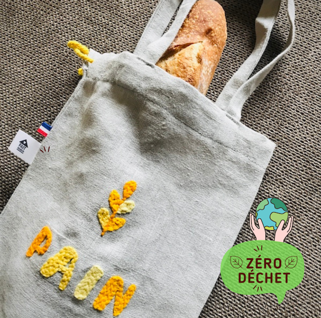 Sac à pain brodé en lin