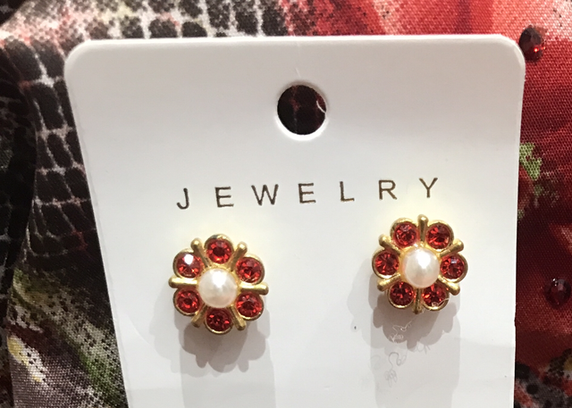 Red Stone Stud Earrings- STU32