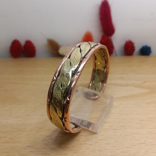 Bracelet unique en laiton et cuivre – tresse épaisse, style élégant