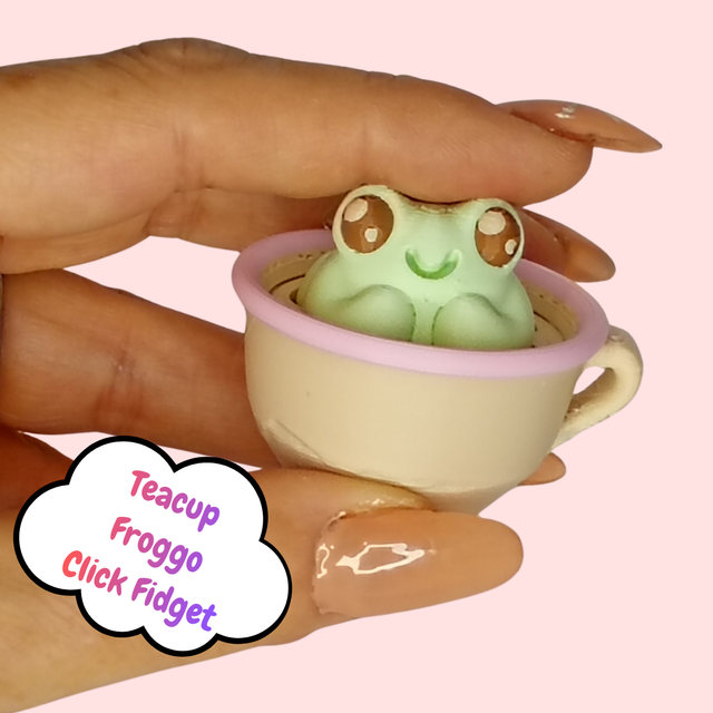 Teacup Frog Click Fidget Keychain