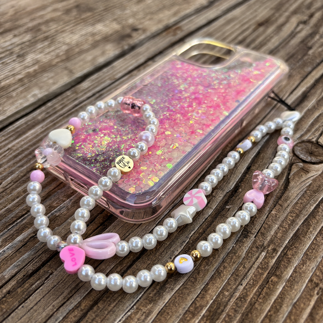 Grigri de téléphone Nacré Rose - Taille M