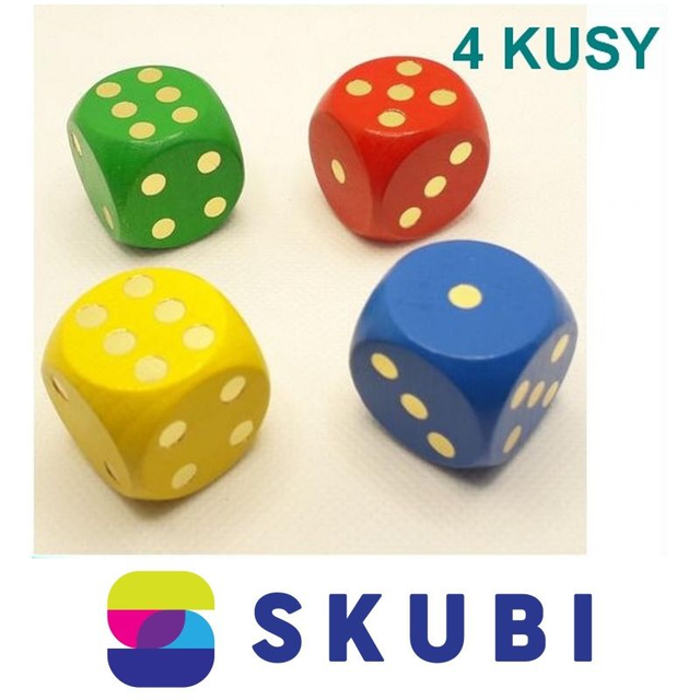 DŘEVĚNÉ HRACÍ KOSTKY 25 MM - 4 KUSY