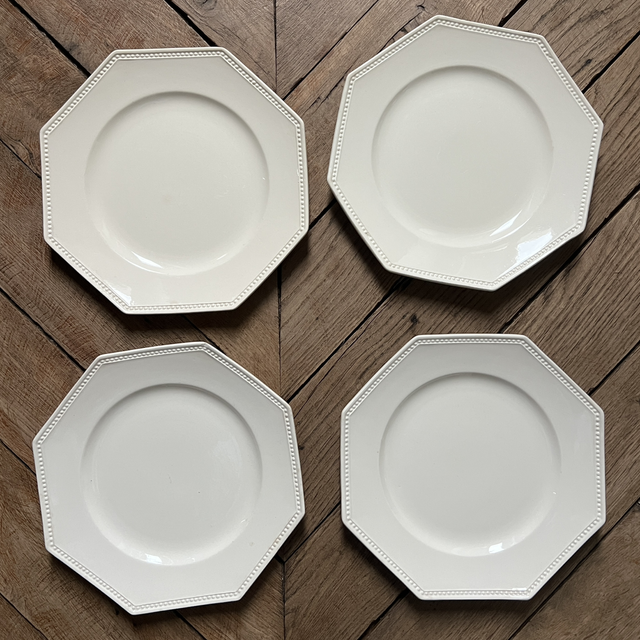 4 assiettes octogonales perlées Sarreguemines