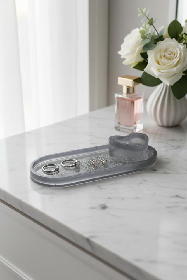 Plateau bijoux coeur- Feuille d'argent 