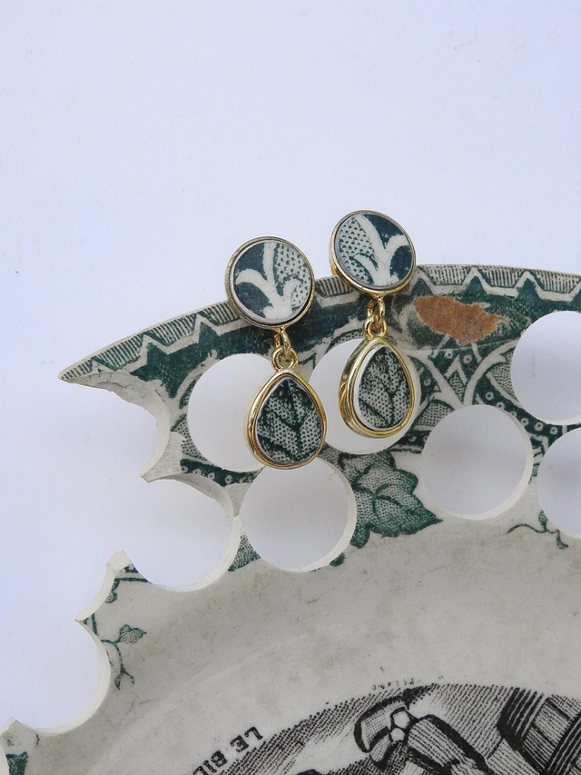 Boucles d&#039;oreilles pendantes - faïence Lunéville Saint-Clément no.1