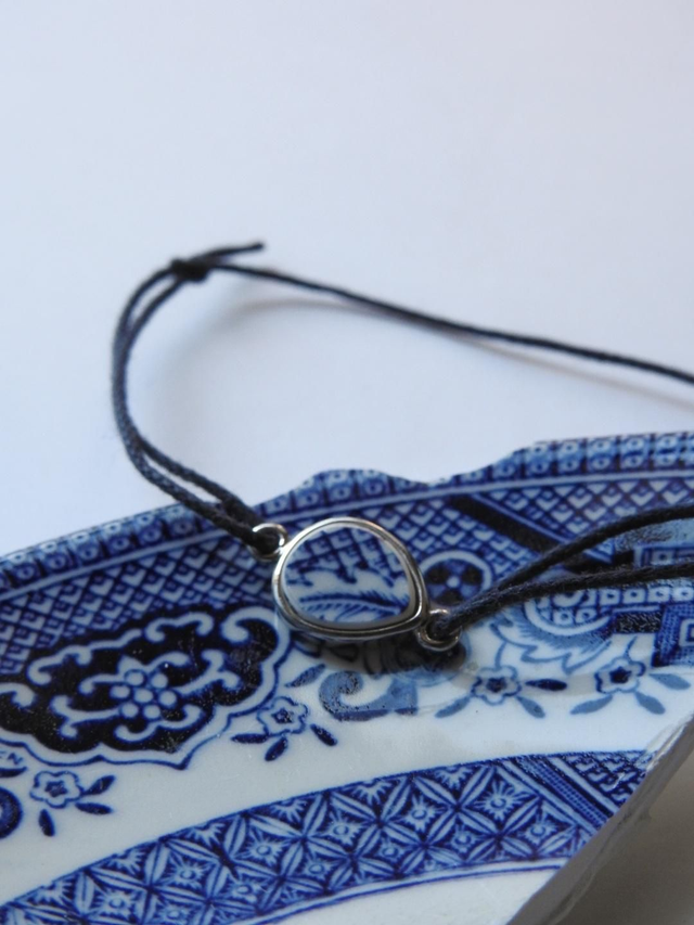 Bracelet cordon simple - porcelaine - Blue Willow no.1