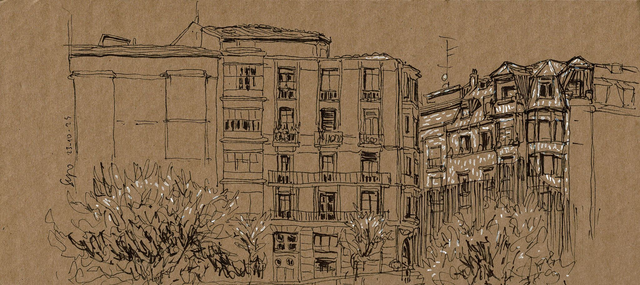 Dibujo edificios en la calle Naja (Bilbao)