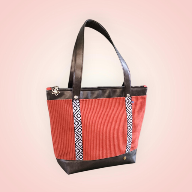 Sac cabas velour côtelé 