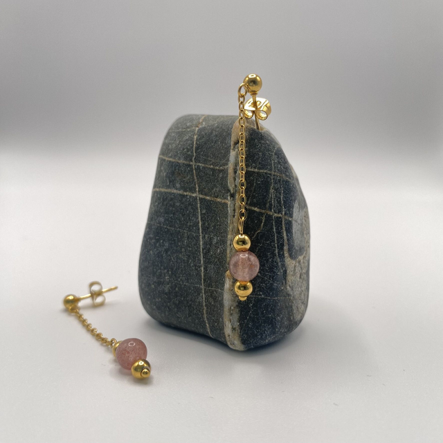 Boucles d'oreilles Paula - quartz rose