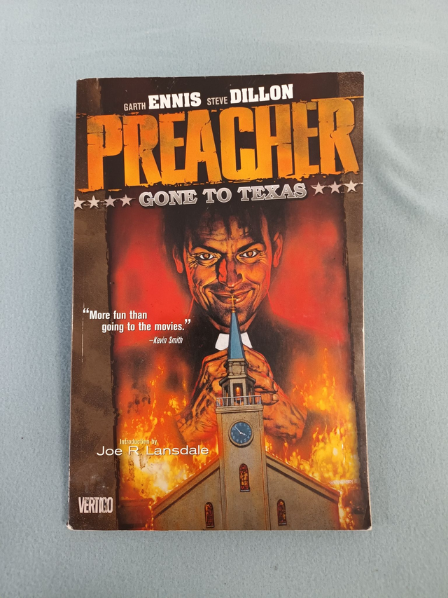 PREACHER: GONE TO TEXAS GRAPHIC NOVEL. WRITTEN AND SIGNED BY GARTH ENNIS &amp; ILLUSTRATED BY STEVE DILLON. PUBLISHED BY DC COMICS / VERTIGO