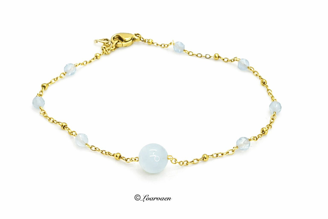 Bracelet fin satellite Aigue-Marine