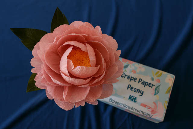 DIY Paper Peony Flower Kit – Cartotecnica Rossi Crepe Paper Pink Petals with Fluffy Yellow Centre – Handmade Crepe Paper Flower Craft Kit