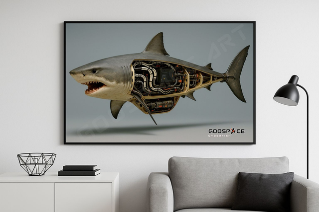 Cadre Grand Requin Blanc Cybernétique