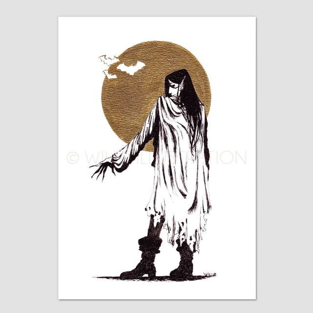 Vampire à la lune d'or (doré à la main)