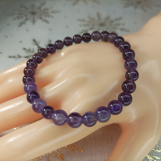 Améthyste Violette / Bracelet Boules de 8 mm / Rondes et Polies en Pierres Naturelles