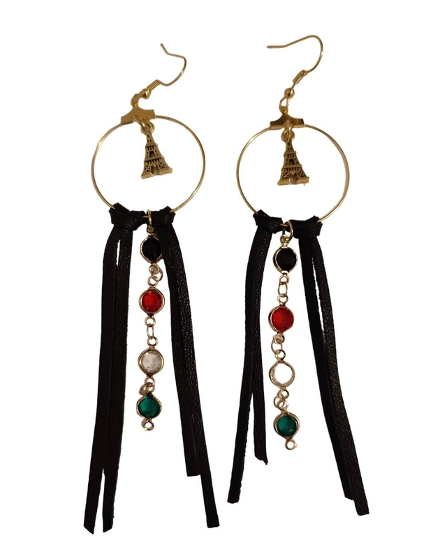 Boucles d&#039;oreilles pièce unique cuir recyclé 