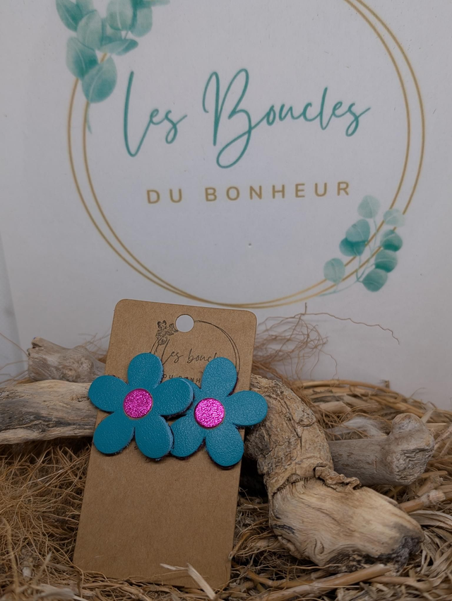 Boucles d&#039;oreilles Baby Marguerite bleu bm089