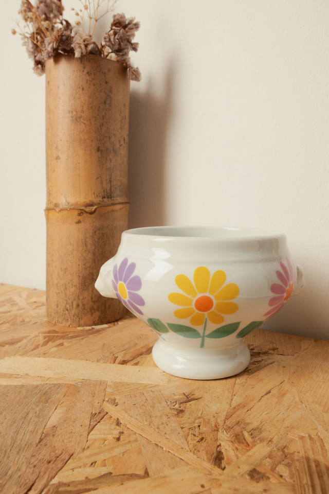 Bol à oreilles en porcelaine, motifs fleurs ✨