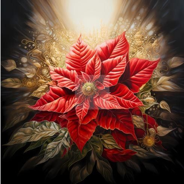 Panneau Poinsettia en Microfibres - 40x40cm