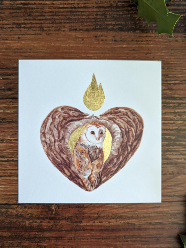 Carte cœur de  chouette