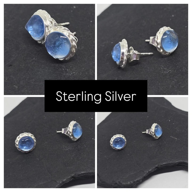 ✨New✨Sterling Silver Seaglass Studs Rope Edge
