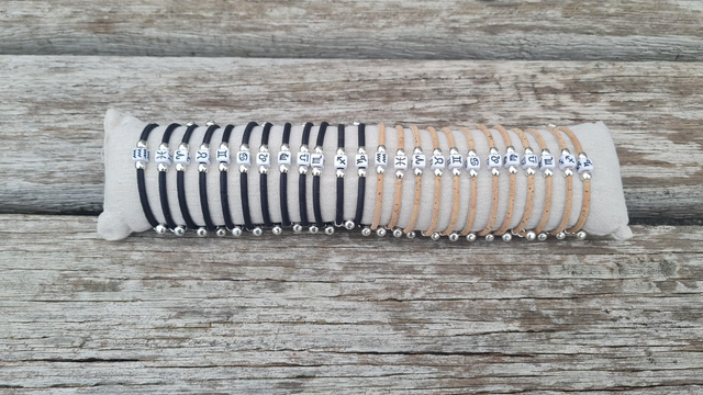 Bracelets réglables en liège naturel ou noir "Zodiac"