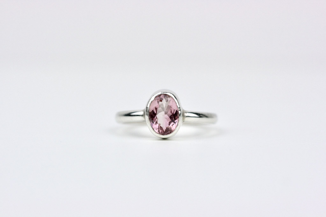 Handmade pink tourmaline ring