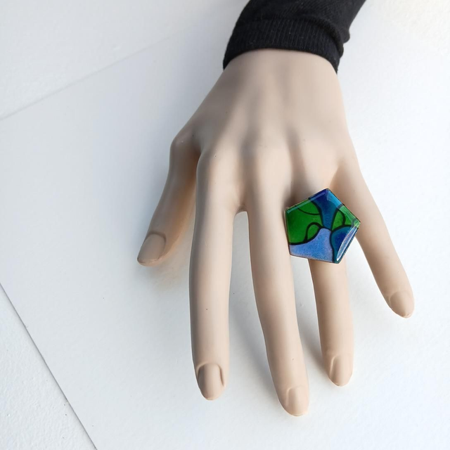 Bague "Graphique" réglable en argent