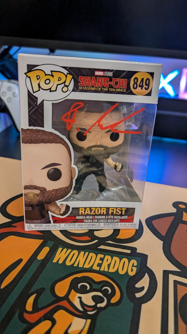 Funko Pop Marvel Shang Chi Razor Fist Signed By Florian Munteanu with Beckett Witnessed COA