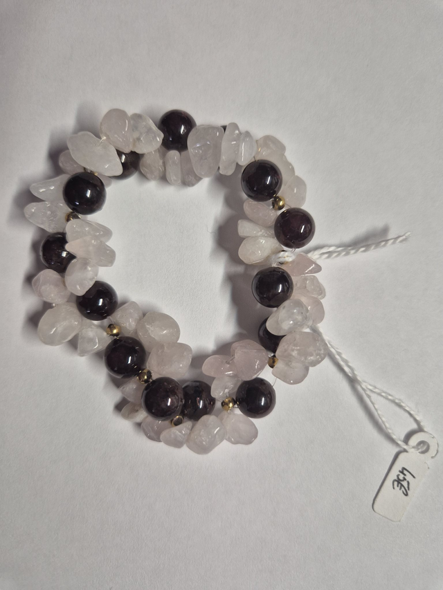 Bracelet quartz rose / grenat