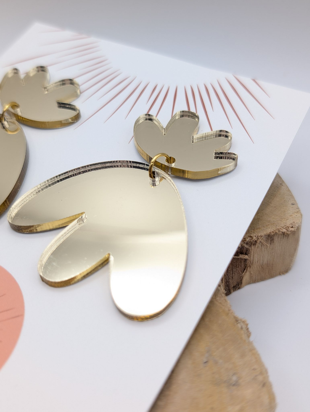 Boucles d'oreilles dorées effet miroir en plexi