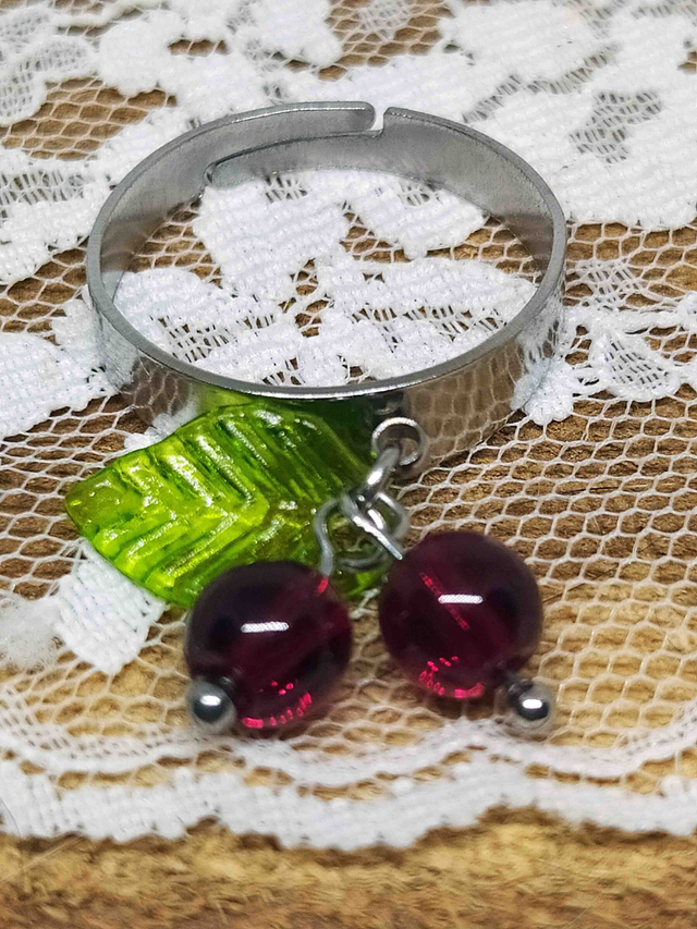 Bague Cerises, argenté - 90