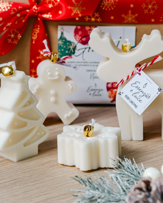 Set di 4 Candele Natalizie Artigianali in Cera di Soia – Idea Regalo Natale