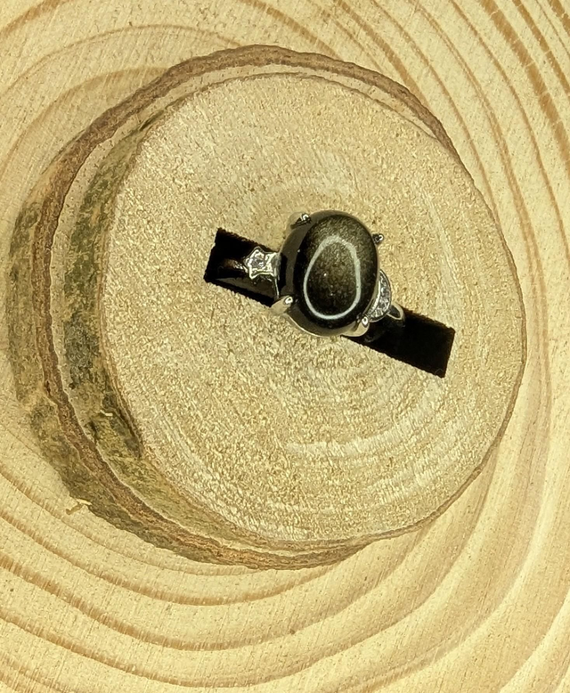 Bague obsidienne dorée 