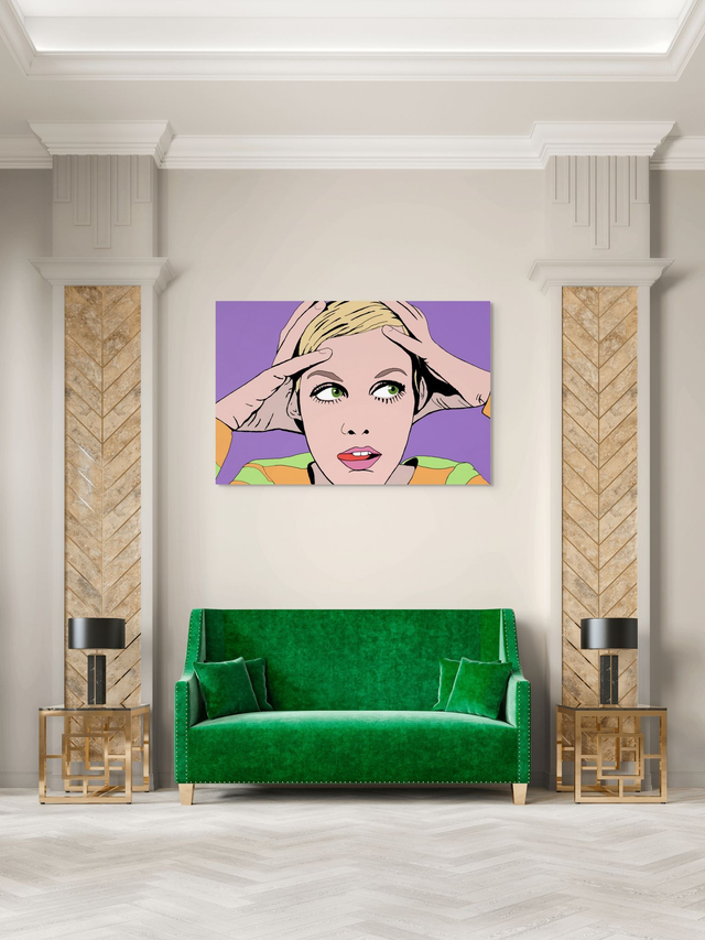 Canvas Wall Art, Supermodel Twiggy, Large Scale Graphical Colourful Artwork, Four Sizes, Part 2 of a Set of 3