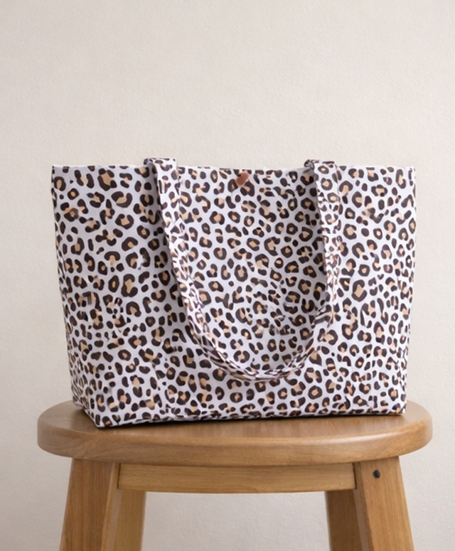 The Luna Leopard Tote Bag | Fabric Shoulder Bag with Key Clip