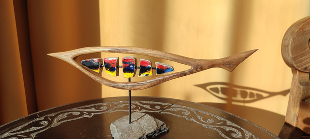 Poisson allongé (Espadon) bois et céramique