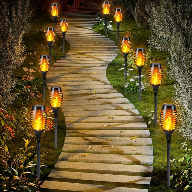Solar Powered Flickering Flame Garden Lights 4/8/12pcs 