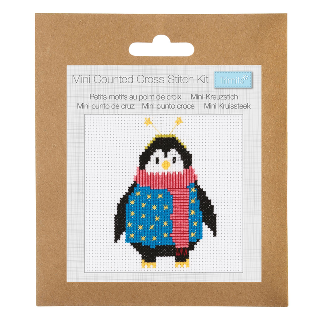 Counted Cross Stitch Kit: Mini: Cosy Penguin