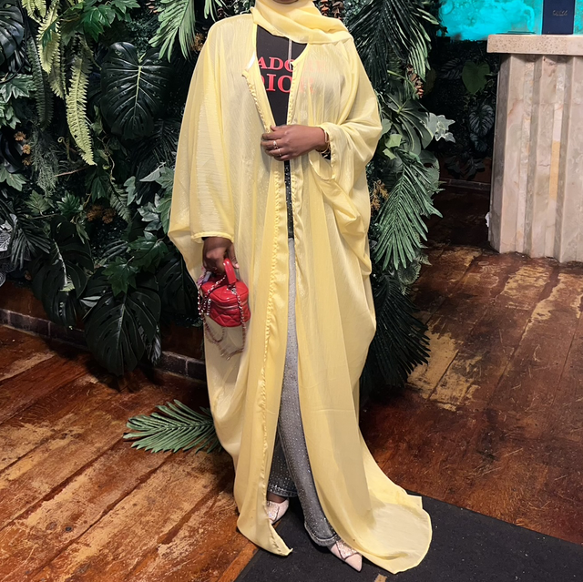 Yellow Crinkle Abaya