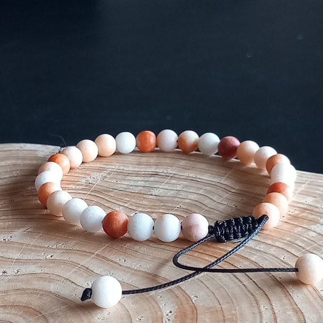 Bracelet ajustable en Aventurine pêche mat