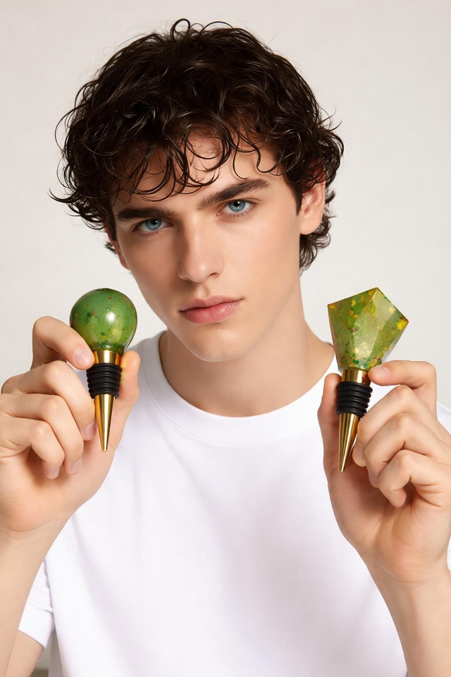 Lot de 2 bouchons de vin- Collection Émeraude