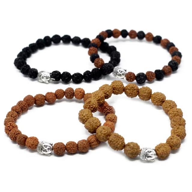 Rudraksha Buddha Bangle Set (4 Pack)