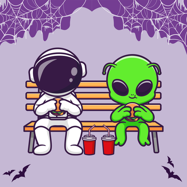Alien and Astronaut | Keyring, Pin or Phone Grip | 196