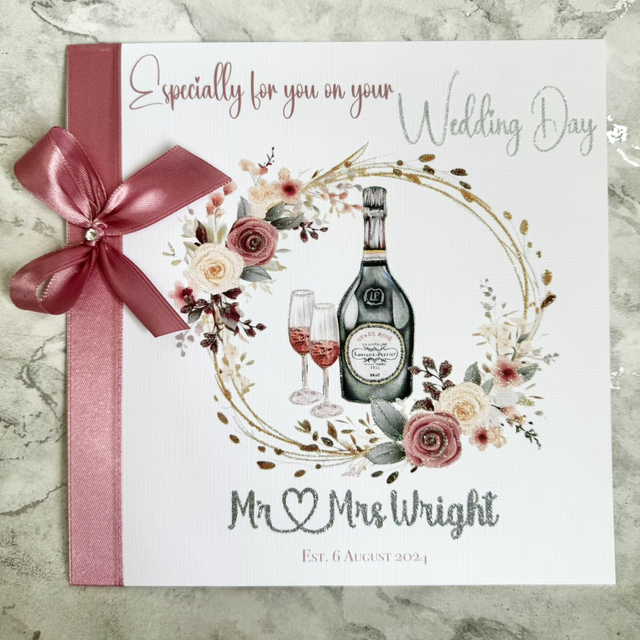 Glitter Wedding Card 8x8" 